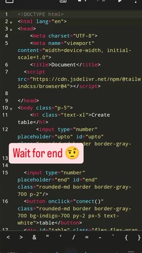 Rehan coder king on Instagram: "#input table button #html #rehan #coder #programming"