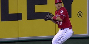 Mike Trout's throw was so good he impressed himself