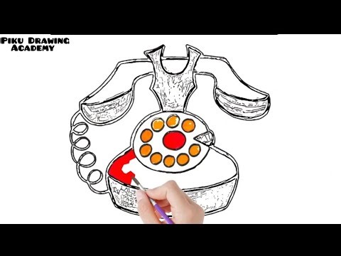 Let's Draw and Paint a Old Telephone and Colour for the Same | How to Draw a Cute Old Telephone