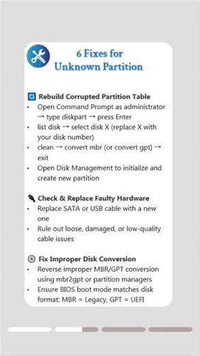 ⚠️ Windows Shows Unknown Partition? Recover Lost Data Before It’s Too Late #windowstips