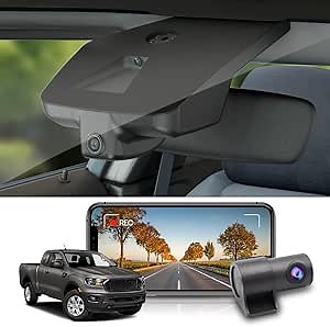 Fitcamx Front 4K+Rear 1080P Dash Cam Adapts for Ford Ranger 2019-2023 XL XLT Lariat (Has Rain Sensor), OEM Look, Built-in WiFi & APP, Dual HD Video, Loop Recording, G-Sensor, Easy to Use, 128GB Card