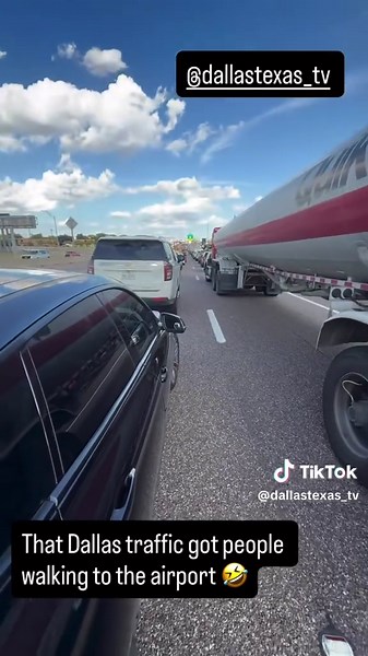 Traffic on 183 is so bad this afternoon that some travelers are walking to DFW Airport 😳 #DFW #Traffic #Texas