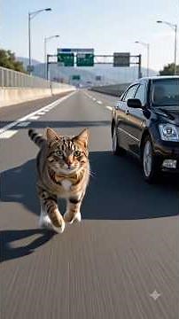 猫が高速道路で車と競争してみた #ai猫 #しゃべる猫 #ai動画