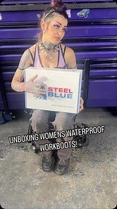 Minitruckmommy 🔧🦇 on Instagram: "Unboxing and ASMR of these brand new @steelbluebootsusa women’s waterproof steel toe work boots! 🥾 . . . #femalemechanic #reels #reelsinstagram #explore #explorepage #trending #stem #carvideos #womenempowerment #mechanicmemes #womanownedbusiness #bluecollarbabe #automotivetechnician #autorepair #womenwhowrench #mechanic #workplace #momsofinstagram #asmr #work #mechanicalengineering #mechanics #workwear #bluecollarlife #stem #womeninstem #womenintrades #bluecol