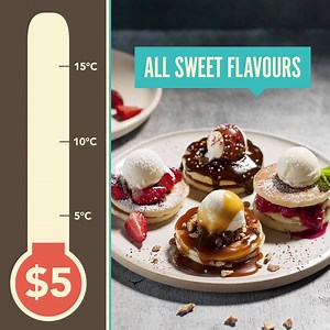 We're backing it up this week with ANY choice from our sweet menu available to ALL CUSTOMERS at their sweet spot this week. $10 pancakes anyone? Ends 8:59am 06/08. #WinterParlour LIVE TEMP: http://bit.ly/2K1boec | The Pancake Parlour