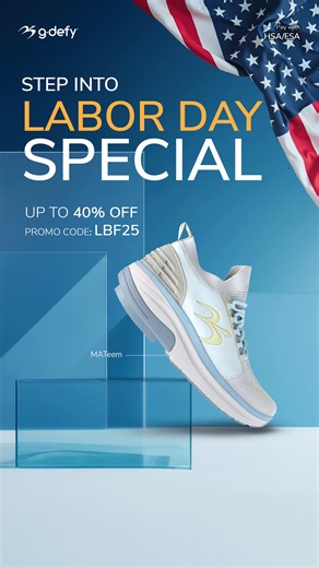 Labor Day starts now: 25% off comfort-first footwear. Cushioned support for everyday miles. Limited time—shop your size while it’s in stock. | Gravity Defyer | Facebook