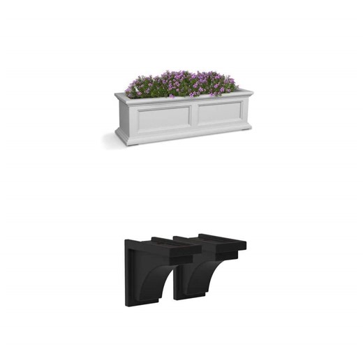 Mayne Fairfield 36 in. x 11 in. Window Box with Nantucket Black Corbel - The Home Depot