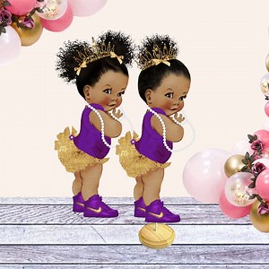 Purple Gold Princess Centerpiece: African American Baby Shower Decoration - Etsy