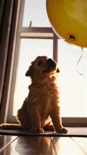 Cute Papi playing balloon 🎈 in room #babylearning #goldenretriever #goldenretriever #dogtalk #like