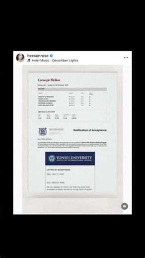 Heesun’s 4.00 GPA at CMU + exchange student acceptance in Korea. Details in the comments! 💕