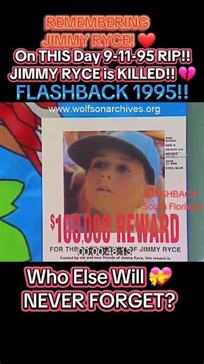Remembering JIMMY RYCE Abducted and Killed 30 Years Ago TODAY (9-11-95)!! We Will NEVER FORGET You JIMMY, We Helped Look For You For Months. We Hoped, Prayed and Searched Day and Night. Ultimately Our Desperation Turned To Unbelievable Sadness, We All Mourn Your Loss and We Absolutely Will NEVER FORGET YOU!! REST IN PARADISE!! 💝😢💔 On September 11, 1995, 9-year-old Samuel James "Jimmy" Ryce was abducted at gunpoint by Juan Carlos Chavez as he walked home from his bus stop in Redland, Florida. 