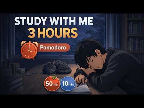 Study With Me 3 HOURS 🌙 Deep Focus Quiet Anime Room (No Rain, No Music)