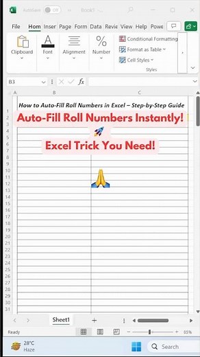 Say Goodbye to Manual Entry! Auto-Fill Roll Numbers Like a Pro! 🔥 #excel #excelshorts