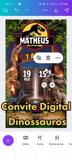 Convite Digital Interativo de Jurassic World