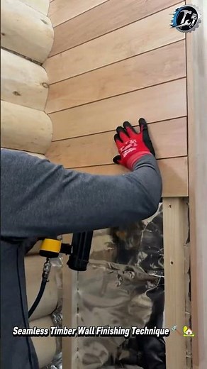 Rustic Wood Wall Panel Installation 🪵✨ #Woodworking #DIY #CabinLife