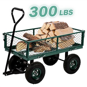 NiamVelo Garden Cart Garden Wagon Carts Heavy Duty Steel Garden Utility Carts with Removable Side and Wheels, Beach Lawn Dumping Yard Cart for Outdoor, Green