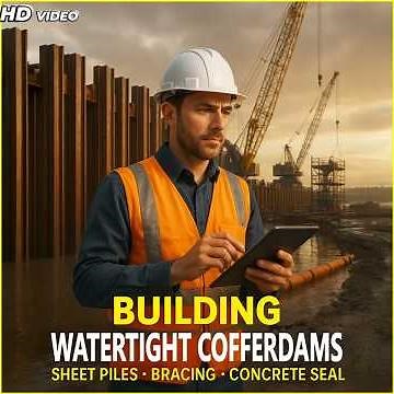 🔧 How Engineers Build a Watertight Cofferdam: Sheet Piles, Bracing & Concrete Seal Explained! 🌊