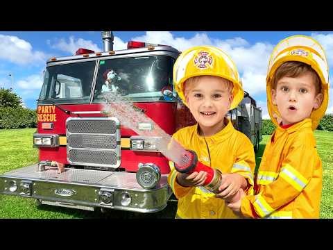 Kids learn about firefighting and help everyone! - funny stories for children