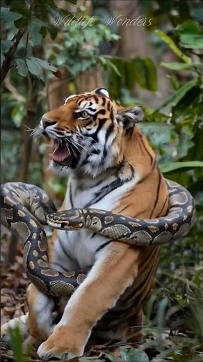 Python vs Tiger: Epic Jungle Battle for Survival! 🐍🔥🐅 #python #wildanimals #tiger #animals #wildlife