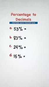 Percentage to Decimals‼️📚 #basicmath #mathtutor #mathtutorial #MathTrick #mathteachergon #mathhacks #fbreels #mathematics #MathTutor #teachergon #math #mathreview #percentage #decimals | Ako si Teacher Gon