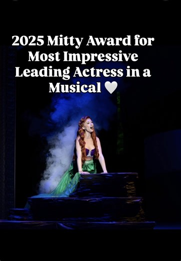 I won the 2025 Mitty Award for Most Impressive Leading Actress in a Musical for my performance as Ariel in The Little Mermaid 🥹🤍 Thank you Ken Klingenmeier from A Seat on the Aisle for your wonderful reviews through the years, Indianapolis is very lucky to have your support of live theatre! And thank you Beef & Boards Dinner Theatre for having me 🧜🏼‍♀️ 🤍 | Sarah Daniels