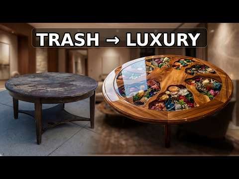 Don’t Blink—This “Trash” Table Turns Into a Flower Epoxy Masterpiece