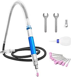 18Pcs Pencil Die Grinder Air Tool 1/8" Pneumatic Engraving Pen 70,000 RPM Air Micro Pencil Grinder Kit