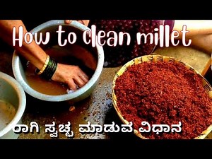 Traditional method of cleaning millet (Ragi)