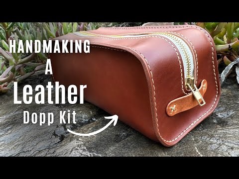HAND-MAKING THE EASIEST DOPP KIT | Leather Toiletry Bag | Leather Pattern Testing | ASMR |