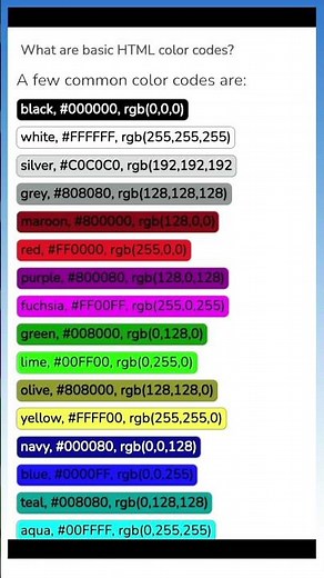 HTML Color Codes