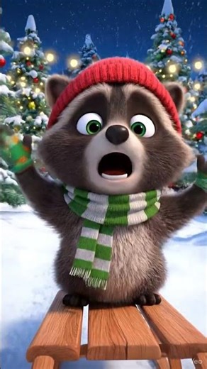 Raccoon’s Sled Goes Crazy! ❄️ Snowman Crash! #satisfying #asmr