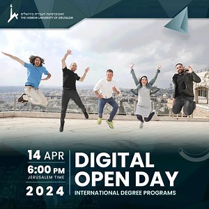 Study in English at The Hebrew University of Jerusalem Join us for an immersive experience at Hebrew University's Digital Open Day, and uncover the world of opportunity that awaits you. 🔍 Explore BA, Master's, and PhD programs 🤝 Connect with faculty and program leaders 🎓 Hear from students and alumni 🌟 Discover firsthand how Hebrew U can fulfill your academic aspirations See you on April 14 📚 Book your spot today: https://tinyurl.com/3nd8rjea #HebrewUniversity #AcademicExcellence #StudyinJe