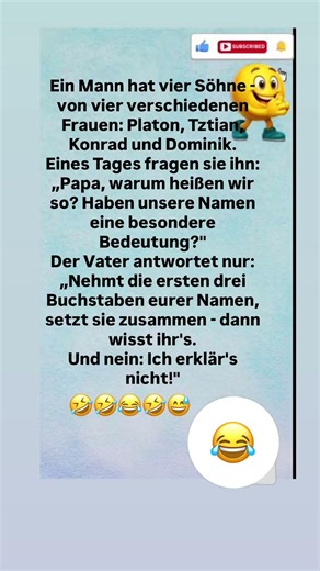 Väterlicher Code in den Namen der Söhne #jokes #lustig #funnyjokes #funny