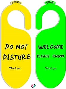 Do Not Disturb Door Hanger Sign 2Pack Office Door Signs Double-sided Do Not Disturb & Welcome Please Knock for Business Office Home Therapists Clinic Dorm Online Class and Meeting Sessions.