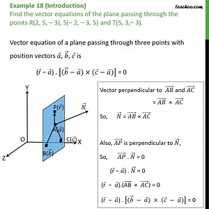 Question 8- Find vector equations of plane passing through