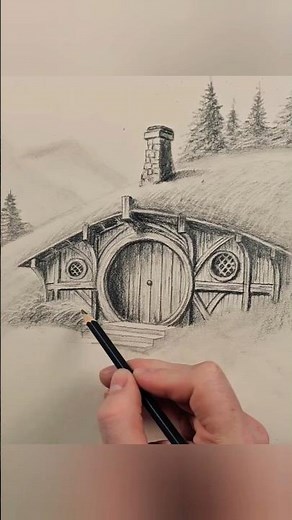 How to Draw a Hobbit Hole (Beginner Friendly!) #sketchingforbegginers #housedrawing #lotr