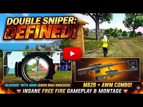 Double Sniper AWM + M82B😎🔥 "10 Seconds = 4 Kills 💥 Fastest Squad Wipe in Free Fire!"#FreeFire