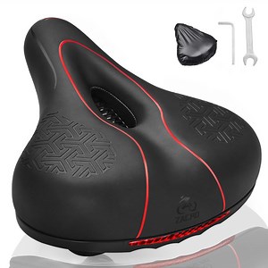 Zacro Comfort Bike Seat Cushion, Oversized Wide Bike Saddle for Women Men, Memory Foam Padded Soft Bike Cushion with Dual Shock Absorbing