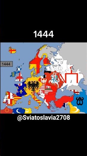 Flag map of Europe 2026 and 1444 #history #geographythroughmaps #mapguide #map