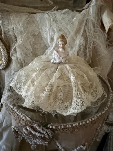 Antique Bisque Porcelain Half Doll Lace Pin Cushion Doll - Etsy