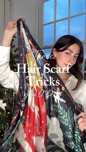 Three simple ways to style a scarf in your hair for the festive season. Low effort, high charm. | Fable England