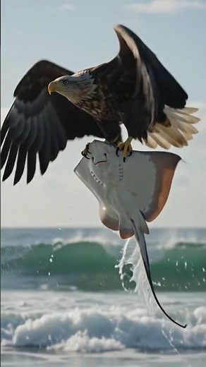 Eagle Catches GIANT Stingray in Insane Ocean Hunt 🦅🌊#shorts