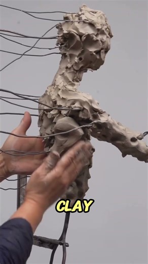 Creating a Floating Woman Sculpture with Wire and Clay