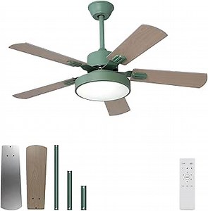 42 Inch Ceiling Fan with Light, 3 Color Dimmable LED Ceiling Fans with Remote 5 Blade 6 Speeds Reversible DC Motor Quiet Farmhouse Ceiling Fans for Bedroom Living Room Kitchen