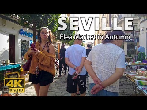 Seville's Old Flea Market and Downtown Stroll | 4K Virtual Walking Tour Spain