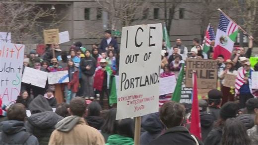 "Abolish ICE" protest in Portland as city fights federal immigration actions