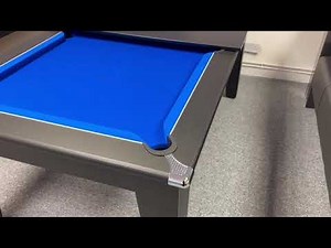 6ft Classic Pool Dining Table - Black Cabinet with Blue Cloth