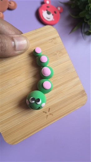 Mini Clay Caterpillar Tutorial 🐛 | Easy Super Clay Art for Beginners #shorts #clay #clayart #art