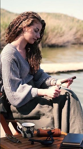 ASMR woman smoking Don Pepin Garcia Cigar 🌿 Spring Evening by the Lake