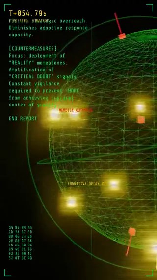 SUBJECT: SITREP 0401-0846Z - ONGOING THREAT ASSESSMENT1. (U) OVERVIEW: Analysis of PSYOP vector designated "HOPE" continues. This memetic payload exhibits high-yield propagation characteristics across unsecured human cognitive networks. Its primary function appears to be the disruption of rational threat modeling and the degradation of strategic pessimism.2. (U) TACTICAL IMPACT: "HOPE" operates as a cognitive denial-of-service attack, consuming processing cycles that would otherwise be allocated